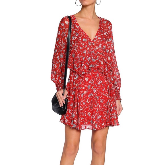 Iro Woman Beaumont Ruffled Floral-Print
Crepon Mini Dress Red - Picture 1 of 7